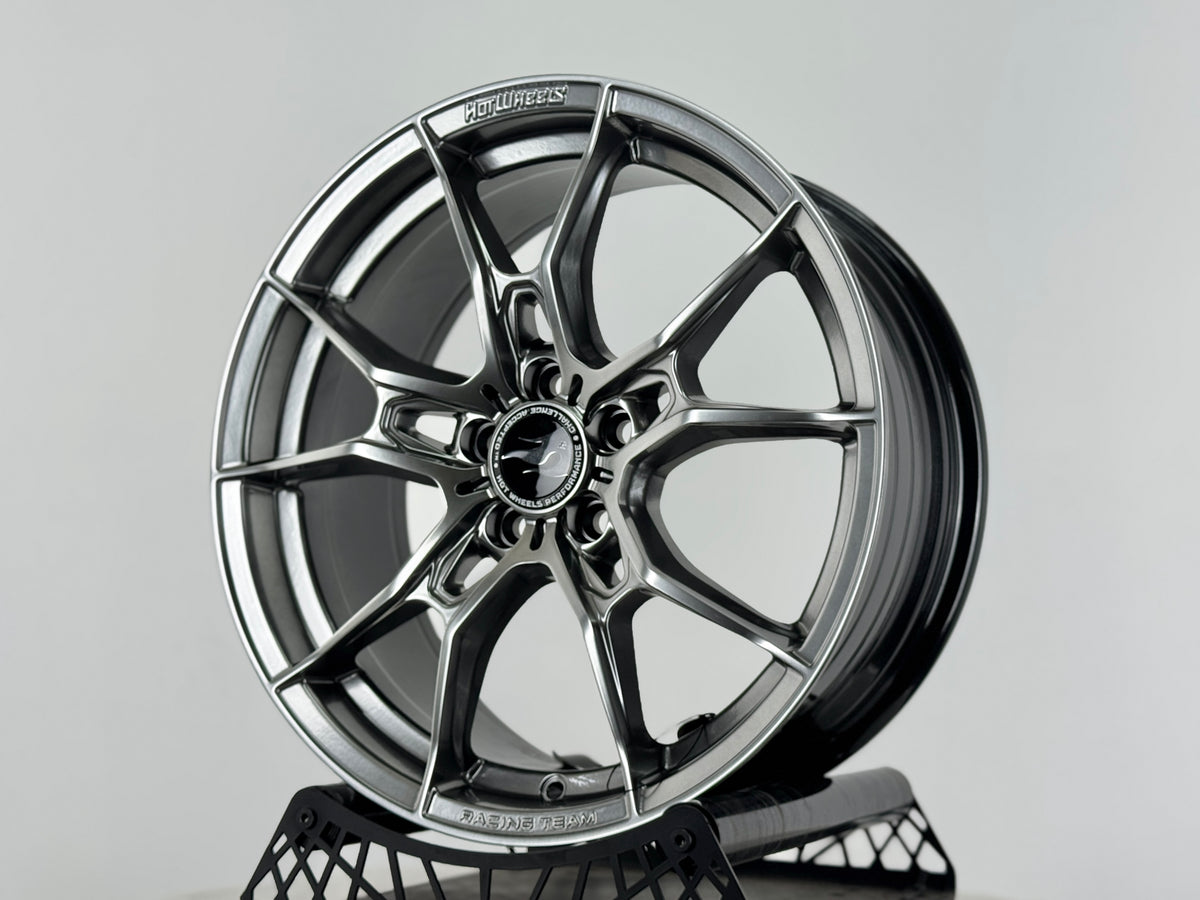 New 17X7.5 ET40 Hotwheels HW02 Rim (4 wheel) Hyper Black 5X100
