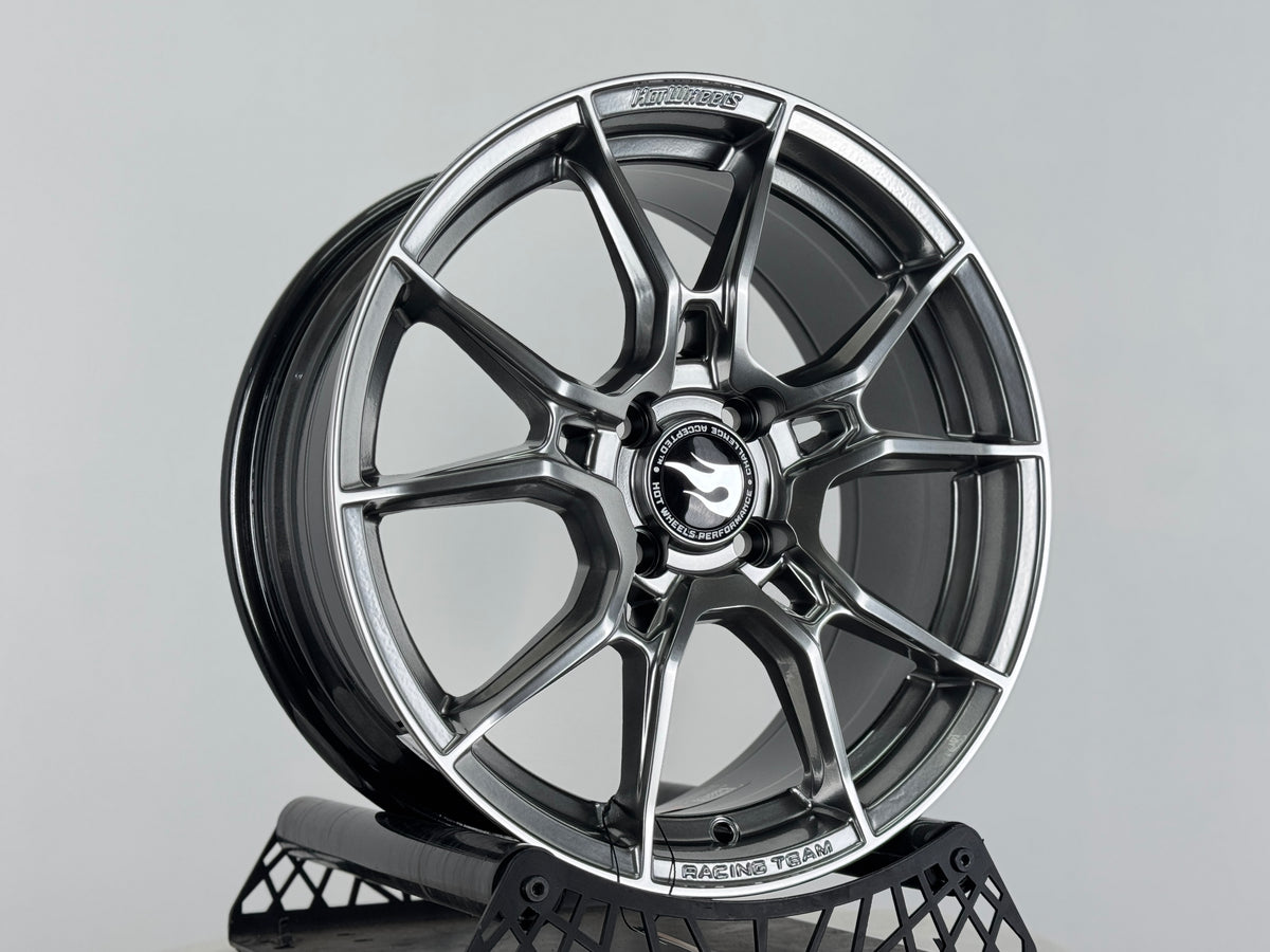 New 16X7 ET40 Hotwheels HW02 Rim (4 wheel) Hyper Black 4X100