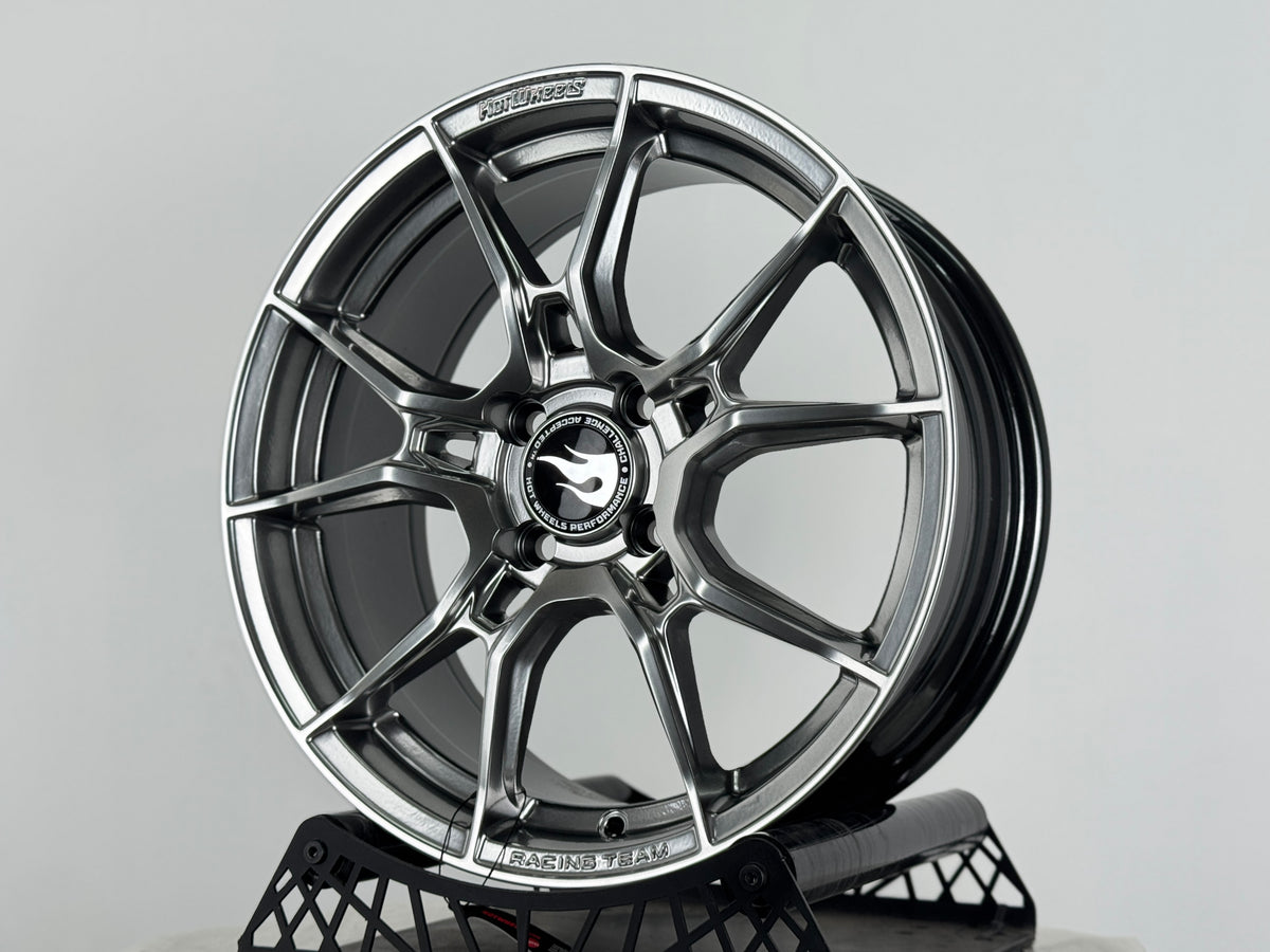 New 16X7 ET40 Hotwheels HW02 Rim (4 wheel) Hyper Black 4X100