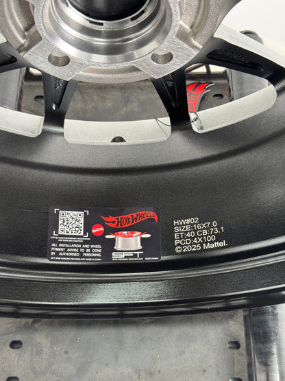New 16X7 ET40 Hotwheels HW02 Rim (4 wheel) Hyper Black 4X100