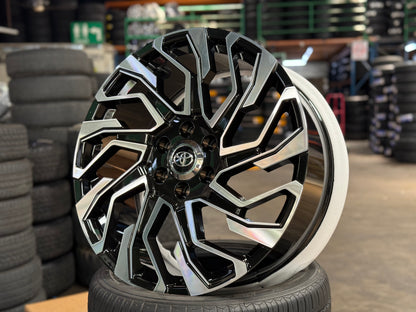 New 22x9 ET45 Overdrive Forged Rim Toyota Land Cruiser LC300 (4 wheel) Gloss Black Machined Face+R 6x139.7
