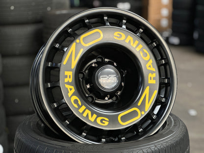 New 16x8 ET-10 OZ Rally Rim (5 wheel) Black + Stickers 5x139.7 (5 pcs)