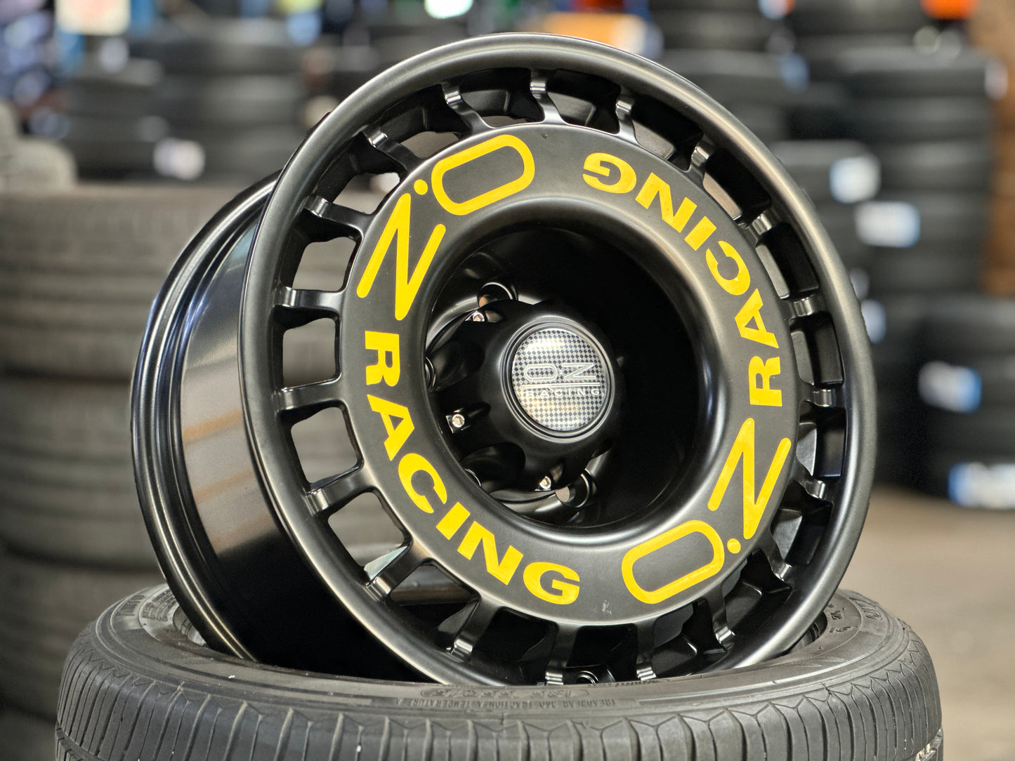 New 16x8 ET-10 OZ Rally Rim (5 wheel) Black + Stickers 5x139.7 (5 pcs)