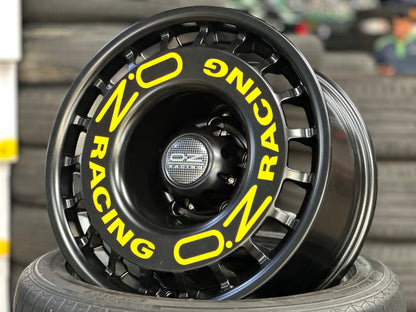 New 16x8 ET-10 OZ Rally Rim (5 wheel) Black + Stickers 5x139.7 (5 pcs)