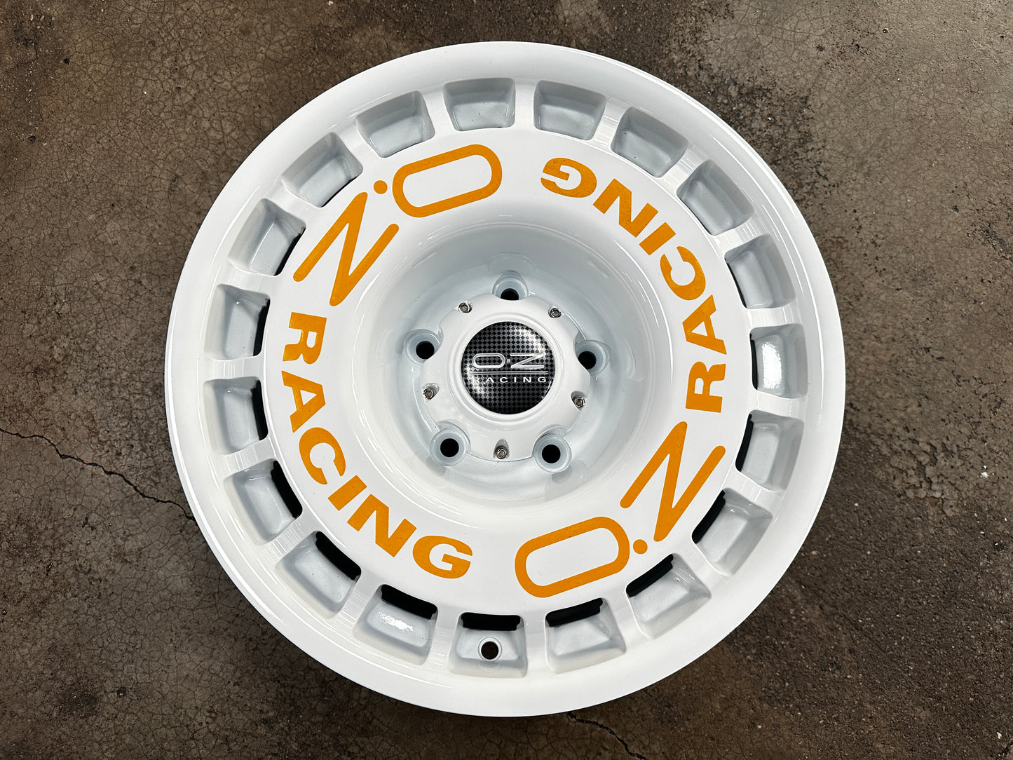 New 16x8 ET-10 OZ Rally Rim (5 wheels) WHITE + Stickers 5x139.7 (5 pcs)
