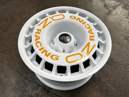 New 16x8 ET-10 OZ Rally Rim (5 wheels) WHITE + Stickers 5x139.7 (5 pcs)