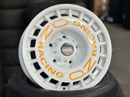 New 16x8 ET-10 OZ Rally Rim (5 whee) WHITE + Stickers 5x139.7 (5 pcs)