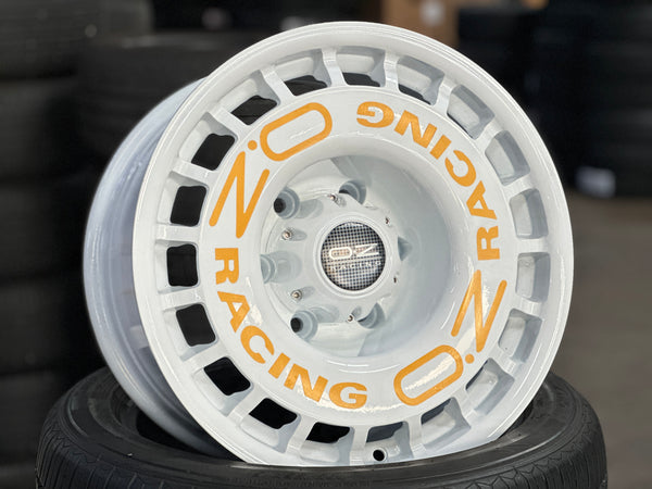 New 16X8.5 ET-15 OZ Rally Rim (5 wheel) White + Stickers 6X139.7 (5 pcs)