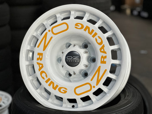 New 16X8.5 ET-15 OZ Rally Rim (5 wheel) White + Stickers 6X139.7 (5 pcs)