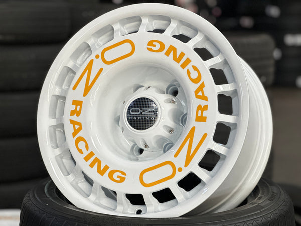 New 16X8.5 ET-15 OZ Rally Rim (5 wheel) White + Stickers 6X139.7 (5 pcs)