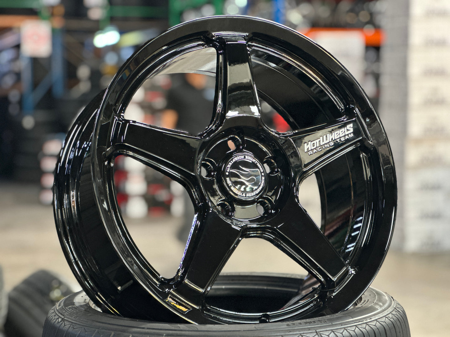 New 18x8 ET42 Hotwheels HW01 Flow Formed Rim Racing Black 5x112