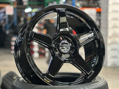 New 18x8 ET42 Hotwheels HW01 Flow Formed Rim Racing Black 5x112