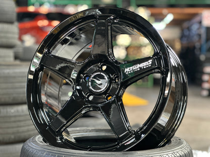 New 18x8 ET42 Hotwheels HW01 Flow Formed Rim Racing Black 5x112