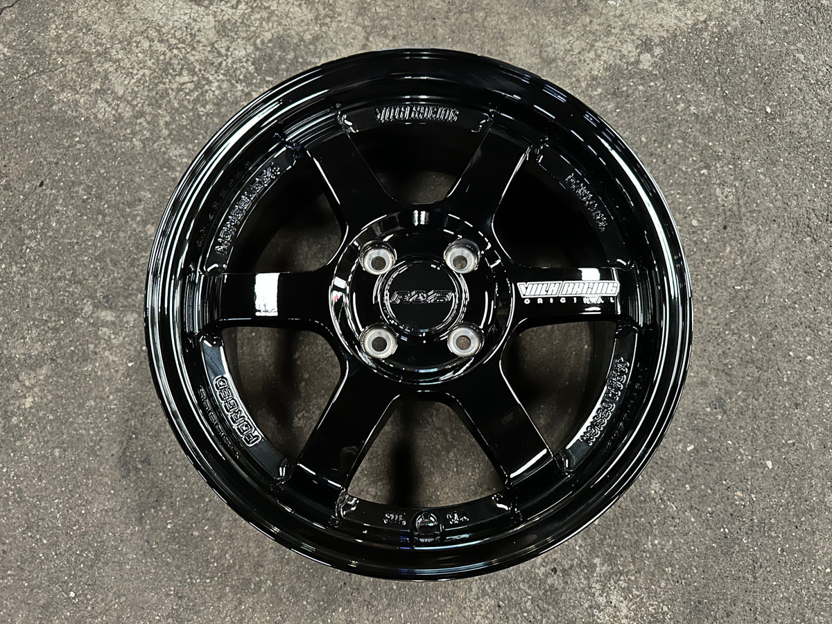 New 15X6.5 ET38 AOW TE37 Rim (4 wheel) Gloss Black 4X100