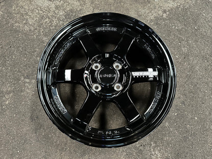 New 15X6.5 ET38 AOW TE37 Rim (4 wheel) Gloss Black 4X100