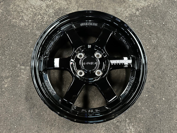 New 15X6.5 ET40 AOW Flow Formed TE37 Rim (4 wheel) Gloss Black 4X100