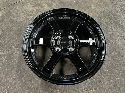 New 15X6.5 ET40 AOW Flow Formed TE37 Rim (4 wheel) Gloss Black 4X100