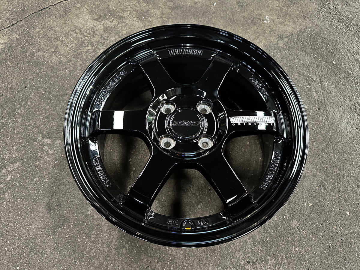 New 15X6.5 ET38 AOW TE37 Rim (4 wheel) Gloss Black 4X100