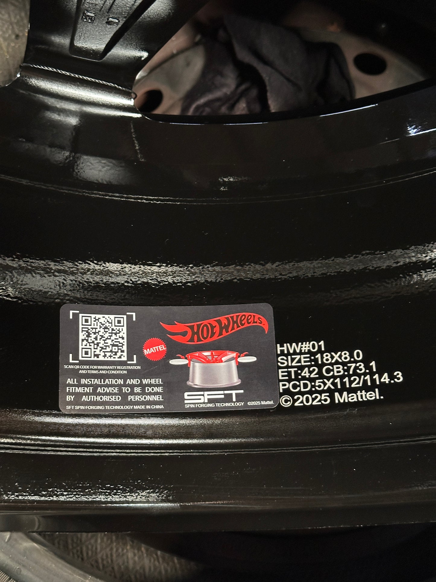 New 18x8 ET42 Hotwheels HW01 Flow Formed Rim Racing Black 5x112