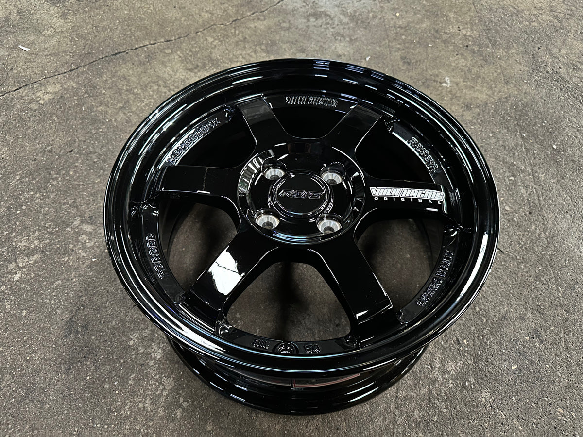 New 15X6.5 ET38 AOW TE37 Rim (4 wheel) Gloss Black 4X100