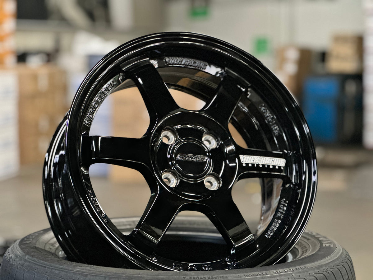 New 15X6.5 ET38 AOW TE37 Rim (4 wheel) Gloss Black 4X100