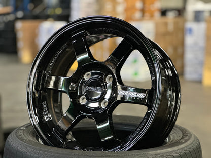 New 15X6.5 ET38 AOW TE37 Rim (4 wheel) Gloss Black 4X100