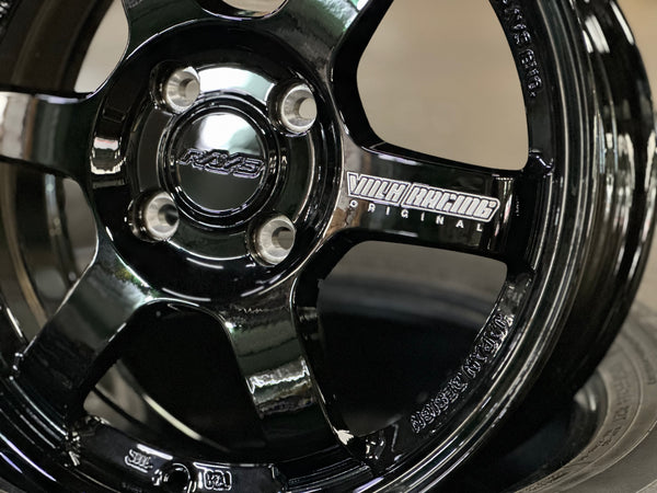 New 15X6.5 ET38 AOW TE37 Rim (4 wheel) Gloss Black 4X100