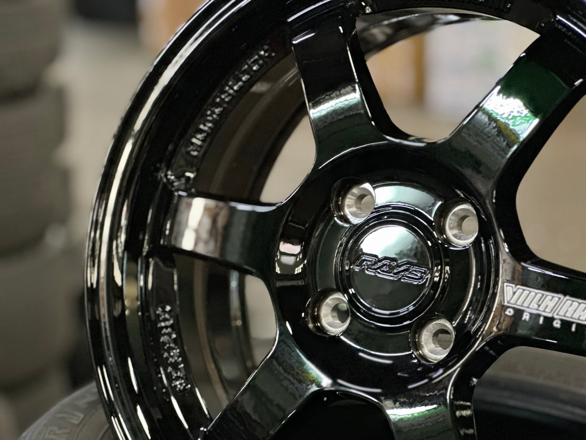 New 15X6.5 ET38 AOW TE37 Rim (4 wheel) Gloss Black 4X100