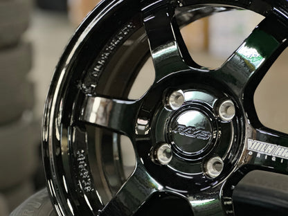 New 15X6.5 ET38 AOW TE37 Rim (4 wheel) Gloss Black 4X100