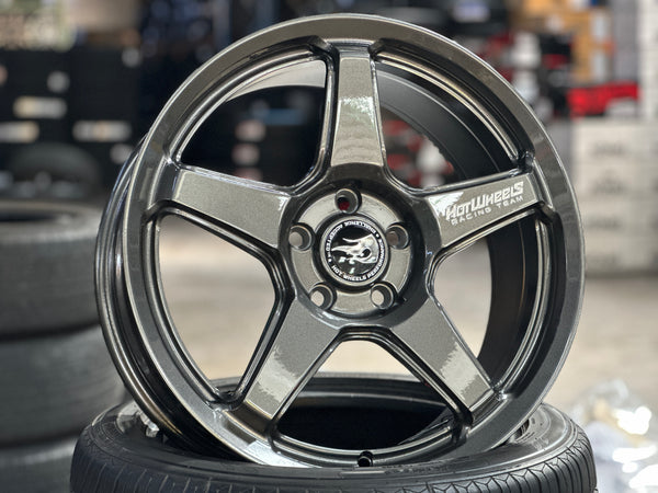 New 18x8.5 ET35 Hotwheels HW01 Flow Formed Rim Diamond Black 5x114.3