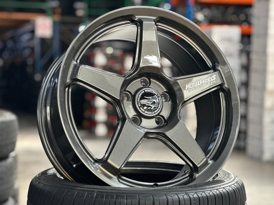 New 18x8 ET42 Hotwheels HW01 Flow Formed Rim Racing Graphite 5x114.3