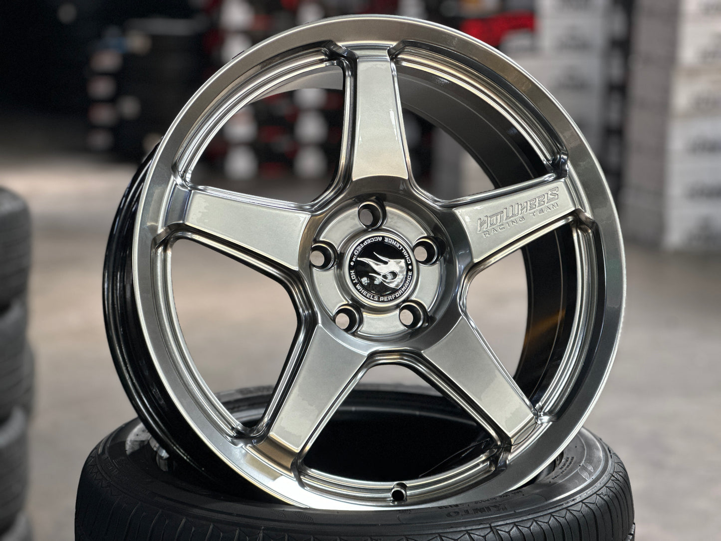 New 18x8 ET42 Hotwheels HW01 Flow Formed Rim Racing Graphite 5x114.3