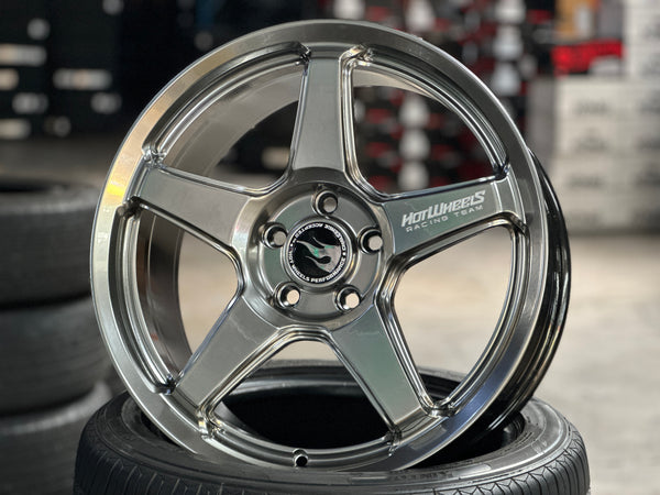 New 18x8.5 ET35 Hotwheels HW01 Flow Formed Rim Diamond Black 5x114.3