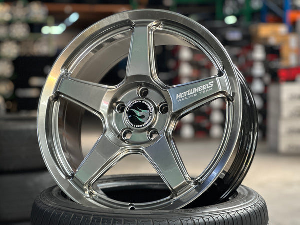 New 18x8.5 ET35 Hotwheels HW01 Flow Formed Rim Diamond Black 5x114.3