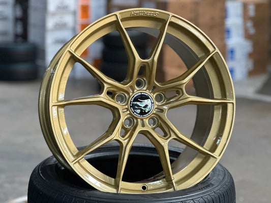 NEW 18X8.5 ET44 Hotwheels HW02 Flow Formed Rim Racing Gold 5X114.3