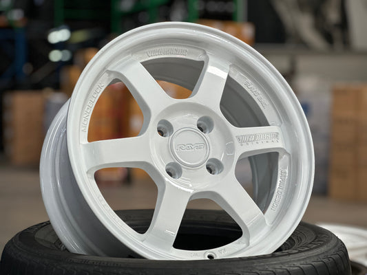 New 15X7 ET35 AOW TE37 Rim (4 wheel) White 4X100