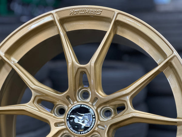 NEW 18X8.5 ET44 Hotwheels HW02 Flow Formed Rim Racing Gold 5X114.3
