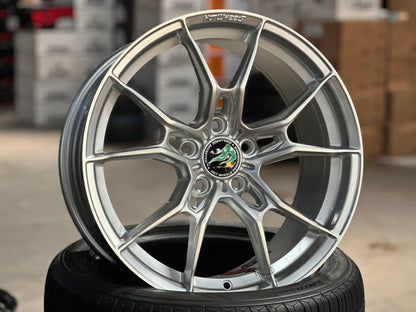 NEW 18X8.5 ET44 Hotwheels HW02 Flow Formed Rim Diamond Silver 5X114.3
