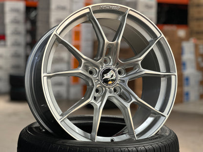 NEW 18X8.5 ET44 Hotwheels HW02 Flow Formed Rim Diamond Silver 5X114.3
