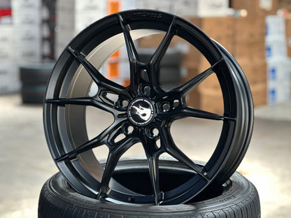 NEW 18X8.5 ET44 Hotwheels HW02 Flow Formed Rim Jet Black 5X112
