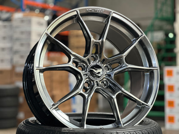 NEW 18X8.5 ET44 Hotwheels HW02 Flow Formed Rim Diamond Black 5X114.3