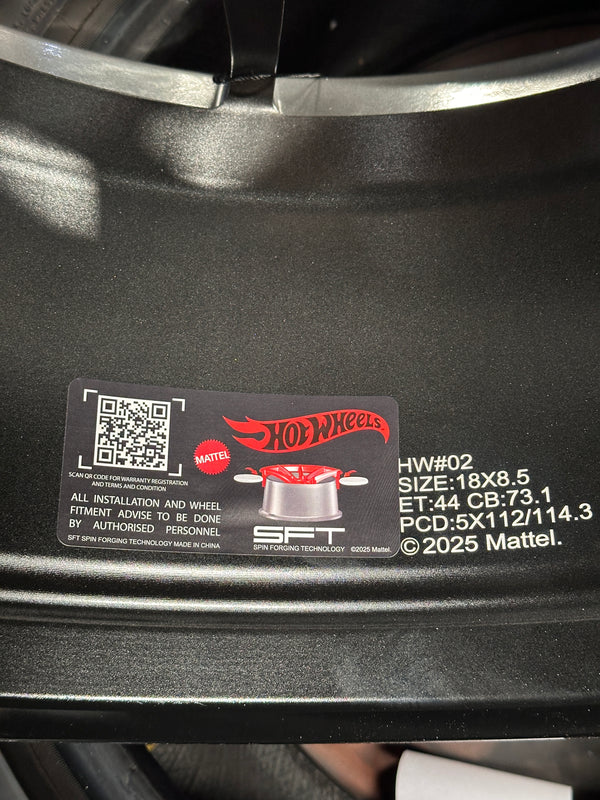 NEW 18X8.5 ET44 Hotwheels HW02 Flow Formed Rim Diamond Black 5X114.3