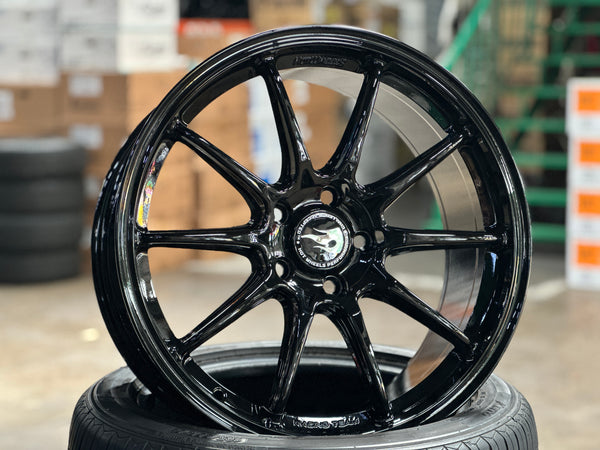 New 18x8.5 ET35 Hotwheels HW03 Flow Formed Rim Racing Black 5x114.3