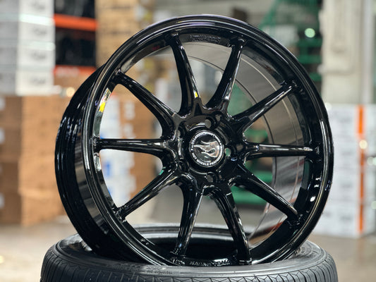 NEW 18X8.5 ET35 Hotwheels HW03 Flow Formed Rim Racing Black 5X112 (4 Wheels)