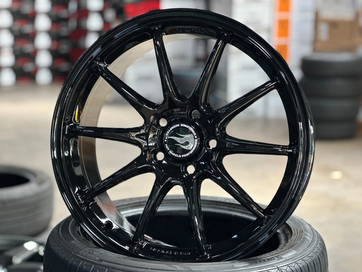 New 18x8.5 ET35 Hotwheels HW03 Flow Formed Rim Racing Black 5x114.3