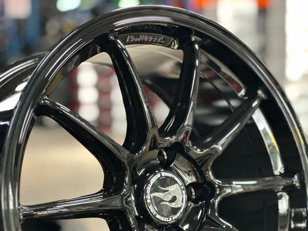 NEW 18X8.5 ET35 Hotwheels HW03 Flow Formed Rim Racing Black 5X112 (4 Wheels)