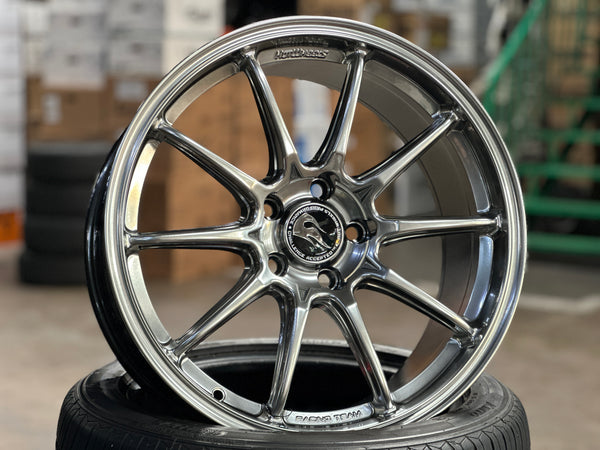 NEW 18X8.5 ET35 Hotwheels HW03 Flow Formed Rim Racing Graphite 5X112 (4 Wheels)