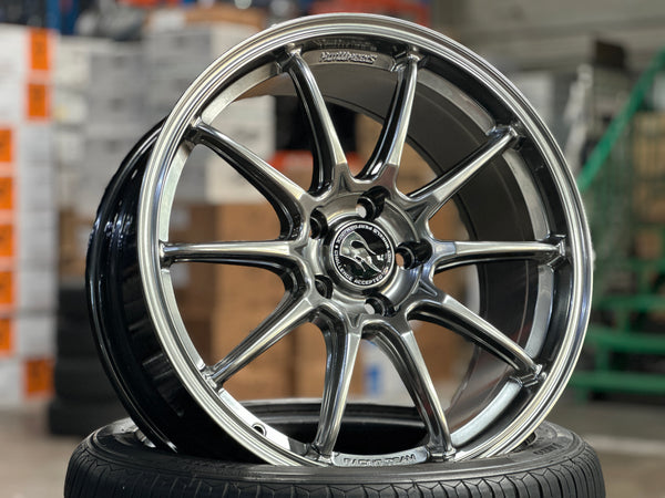 New 18x8.5 ET35 Hotwheels HW03 Flow Formed Rim Diamond Black 5x114.3
