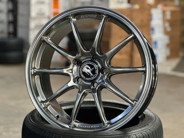New 18x8.5 ET35 Hotwheels HW03 Flow Formed Rim Diamond Black 5x114.3
