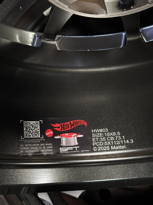 New 18x8.5 ET35 Hotwheels HW03 Flow Formed Rim Diamond Black 5x114.3